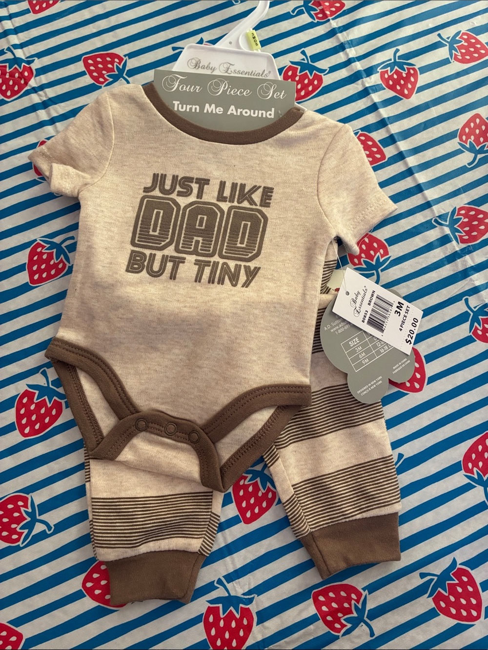 Baby Essentials Tan and Brown 'Just Like Dad But Tiny' One-Piece Set